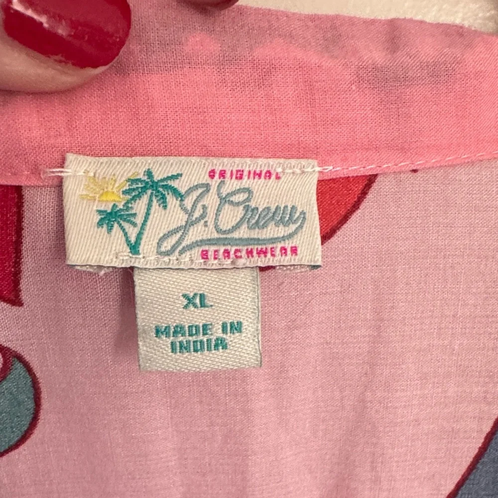 Jcrew Beachwear Floral Pink and Green V-neck Tunic Dress / Cover up - Picture 5 of 9